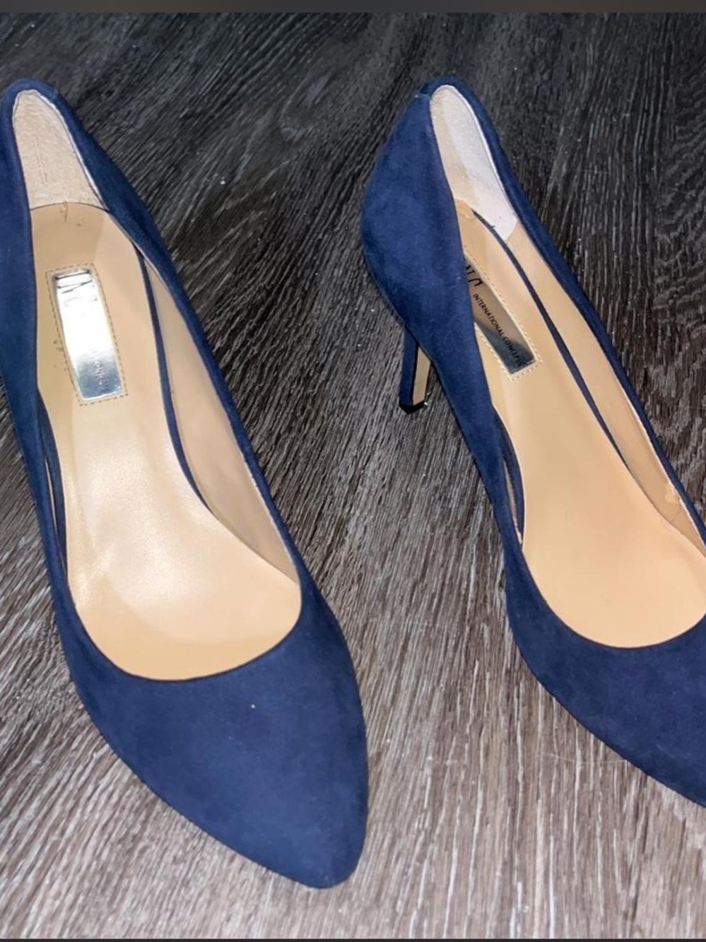 INC International Concepts Navy Suede Pointed-Toe Pumps